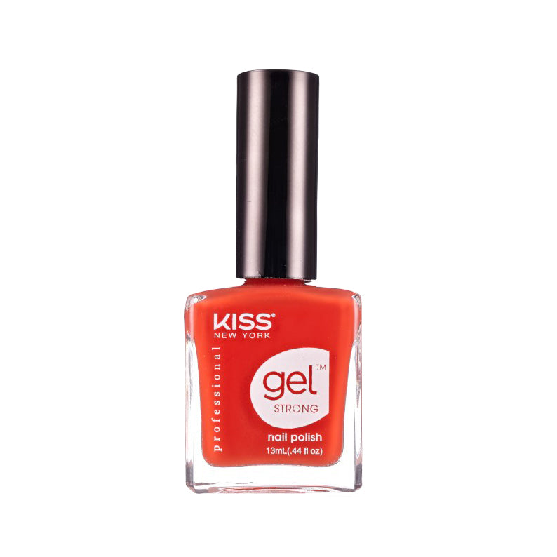 IVY BEAUTY by KISS red gel nail polish for strong nails in clear bottle with black cap