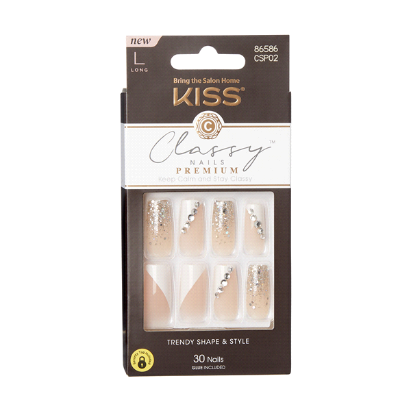 IVY BEAUTY by KISS Kiss Classy premium press on nails. Nude ombre set with glitter and rhinestones 30 nails