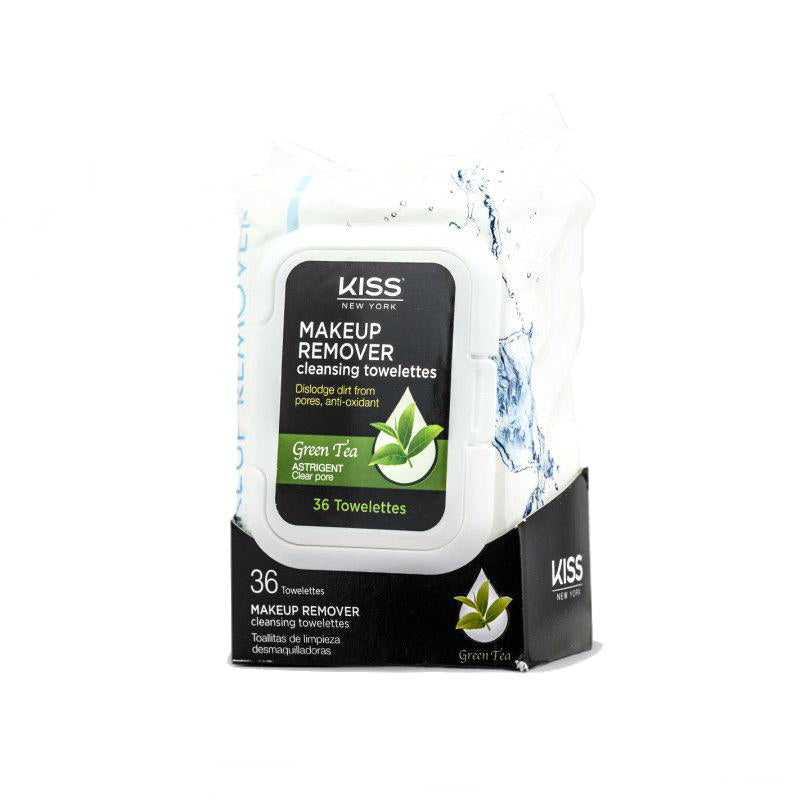 KISS makeup remover wipes IVY BEAUTY by KISS green tea 36 towelettes resealable pack for gentle cleansing