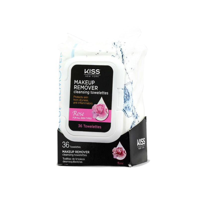 KISS makeup remover wipes rose scent 36 towelettes resealable pack by IVY BEAUTY for gentle cleansing