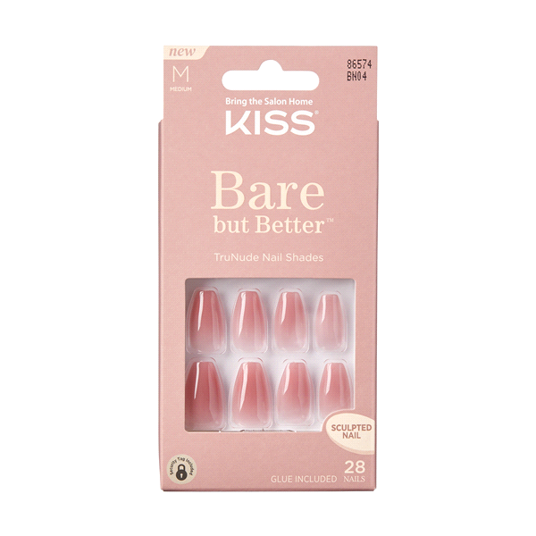 IVY BEAUTY by KISS Bare But Better TruNude kit with 28 medium sculpted nude press on nails in blush pink