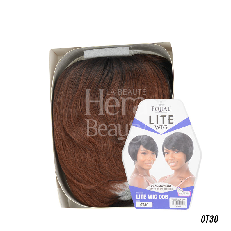 SHAKE N GO Freetress Equal synthetic wig short layered bob in OT30 auburn with ready to wear cap