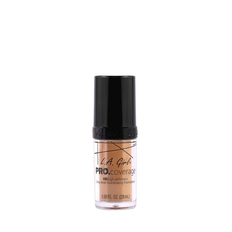 LA Girl Pro Coverage HD foundation bottle with long wear illuminating formula in beige shade