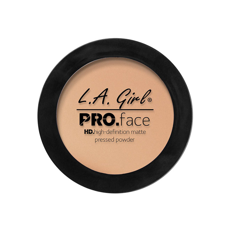 LA Girl Pro Face Matte Powder pressed powder compact in beige tone makeup product
