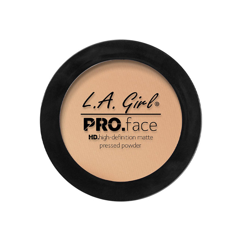 LA Girl Pro Face Matte Powder high-definition pressed matte powder in black round compact