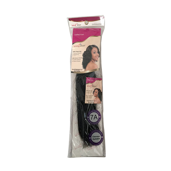LADYSTAR packaged black 7A straight human hair extensions in sealed retail pouch with model image and brand label