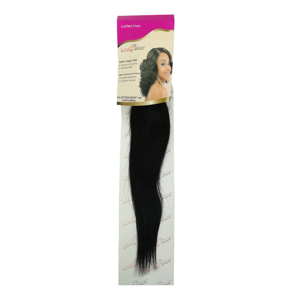 LADYSTAR 6A straight hair weave long natural black straight weft in retail packaging with model