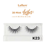 LAFLARE K23 3D faux mink eyelashes dramatic wispy reusable strip lashes in clear plastic case