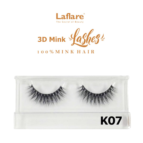 LAFLARE K07 3D faux mink lashes in clear plastic case black voluminous strip lashes for makeup