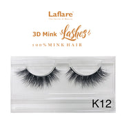 LAFLARE K12 3D faux mink lashes dramatic voluminous pair in clear packaging for glamorous makeup