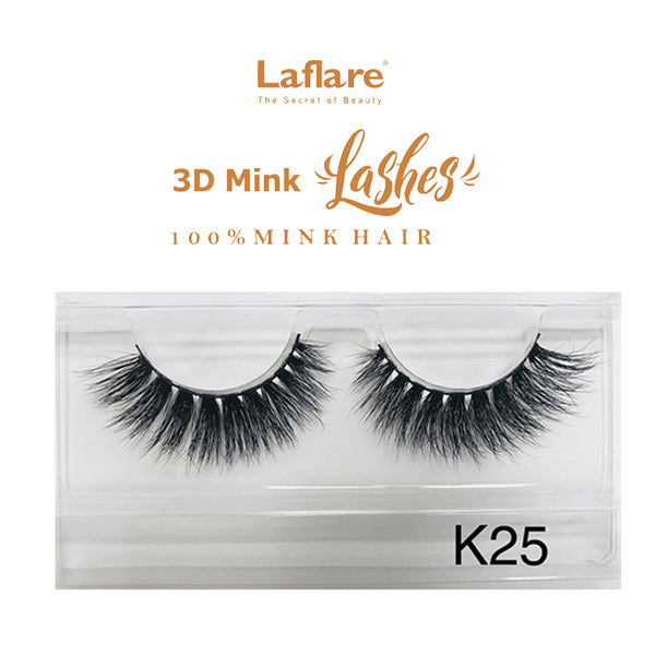 LAFLARE K25 dramatic voluminous black false eyelashes in clear case 3D faux mink lashes for glam looks
