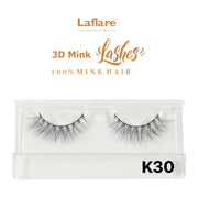 LAFLARE K30 pair of natural voluminous false eyelashes in clear case for everyday wear 3D faux mink lashes