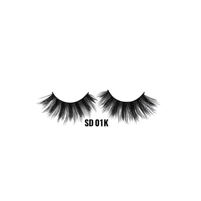 LAFLARE SD 01K dramatic black 3D faux mink lashes pair with voluminous layered crisscross fibers for glam
