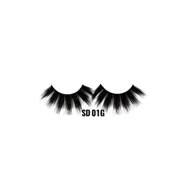 LAFLARE 3D faux mink lashes SD01G dramatic wispy black false eyelashes on white background