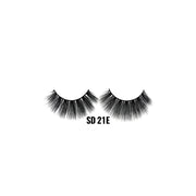 LAFLARE SD 21E dramatic black 3D faux mink lashes pair on white background for voluminous eye look