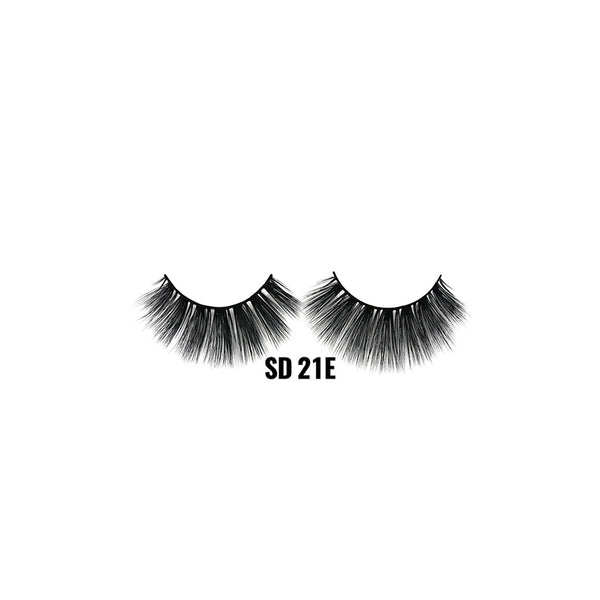 LAFLARE SD 21E dramatic black 3D faux mink lashes pair on white background for voluminous eye look