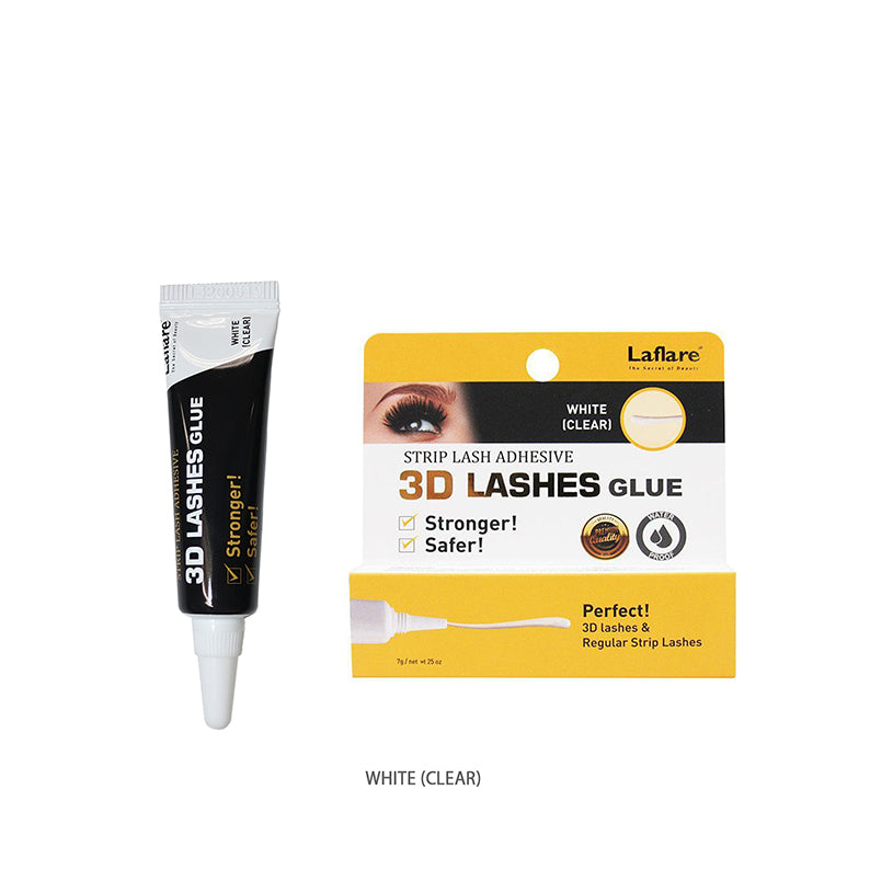 LAFLARE 3D lash glue white tube and box packaging for strip lashes clear adhesive safer stronger