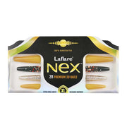 LAFLARE Nex 28 premium 3D nails box showing extra long coffin nail tips in yellow black and glitter