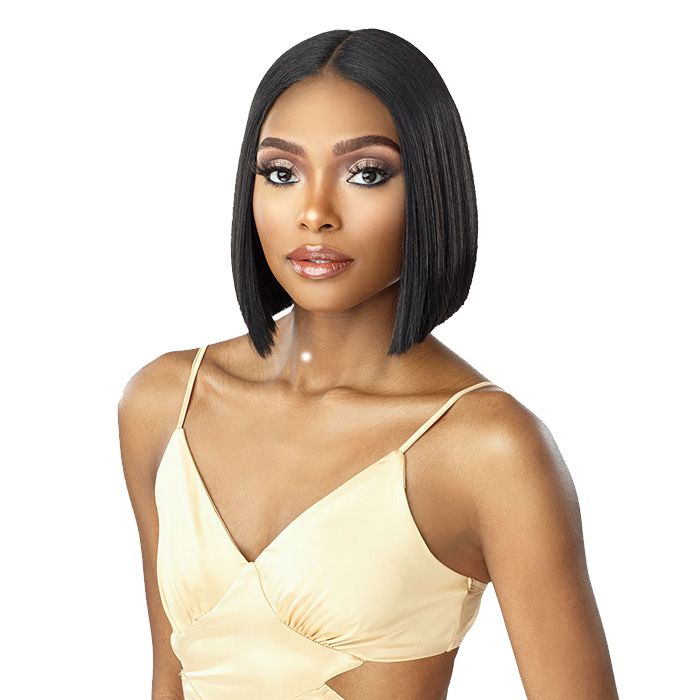 SENSATIONNEL Butta Lace Unit 22 wig sleek straight chin length bob with center part for polished everyday style