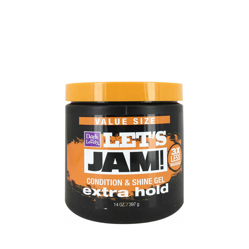 LETS JAM extra hold hair gel for natural hair 14 oz jar conditioning and shine formula