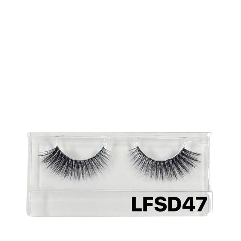 LAFLARE LFSD47 3D faux mink lashes black dramatic volume in clear plastic case for makeup looks