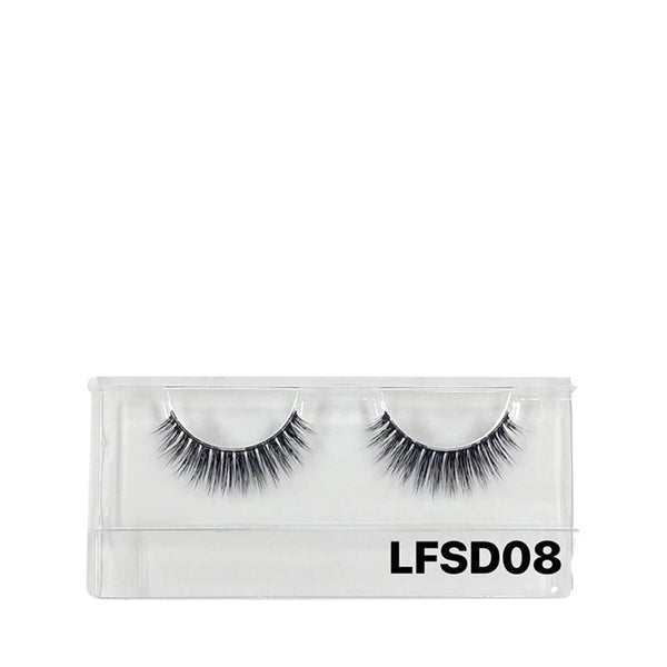 LAFLARE LFSD08 3D faux mink lashes in clear case pair of dramatic wispy black false eyelashes