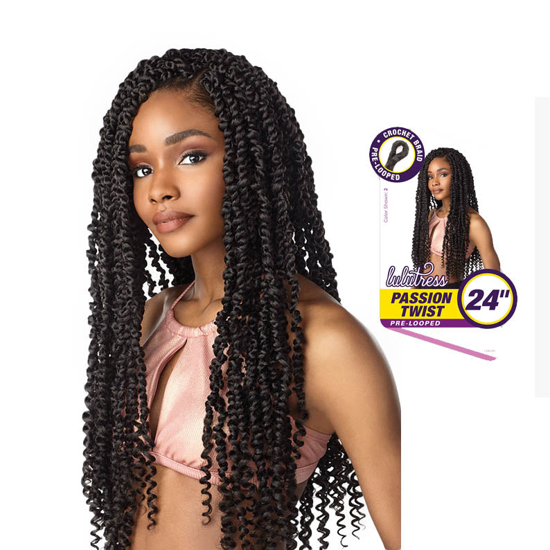 SENSATIONNEL braid with Lulutress Passion Twist hair 24 inch prelooped crochet twists long natural black