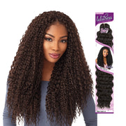 Lulutress wet curly braiding hair by Sensationnel shown on a model with long, voluminous curls