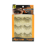 EBIN Majestic Cat XL false eyelashes pack showing three pairs in box 3D mink lashes set for dramatic volume