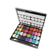 NICKA K 32 color eyeshadow palette with vibrant matte and shimmer shades in a black compact case