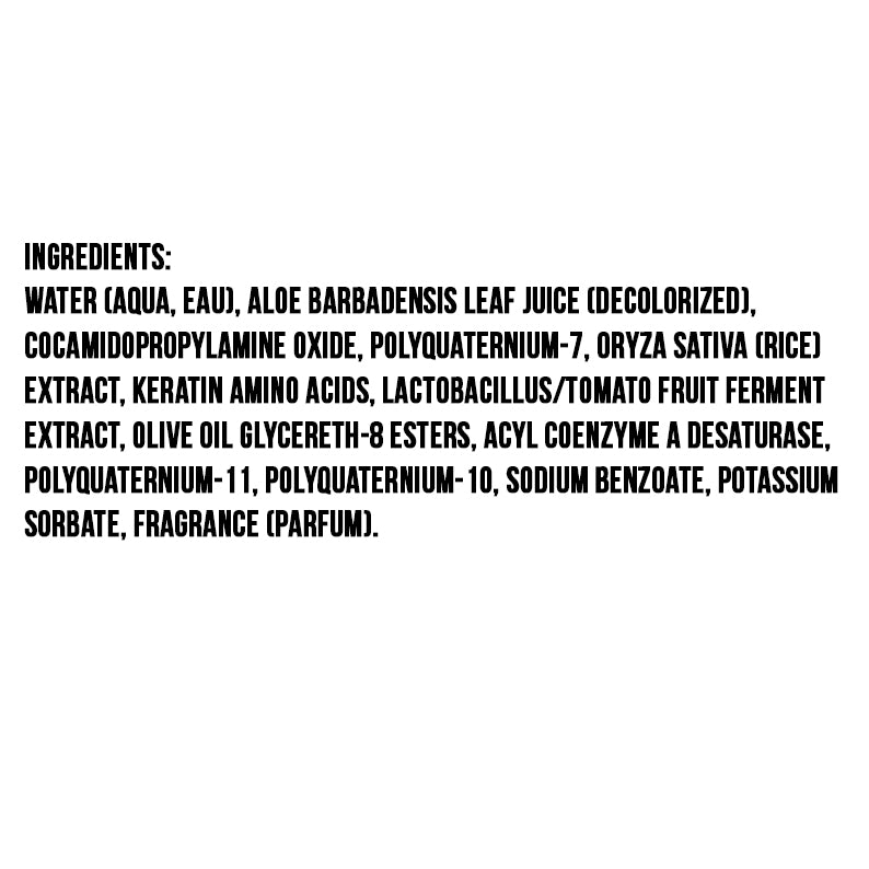 Mielle rice water braid foam ingredient label showing ingredients like water aloe rice extract keratin amino acids