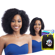 SHAKE N GO wet and wavy human hair weave shown with two models wearing curly and sleek straight looks and product pack