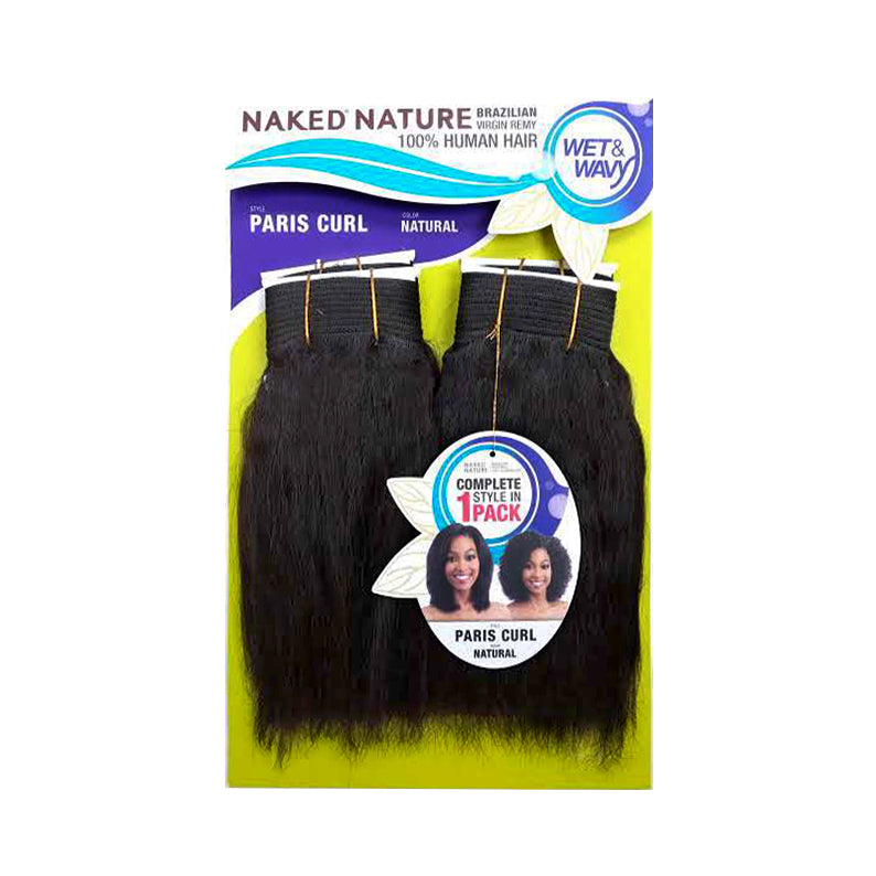 SHAKE N GO Paris Curl natural black wet and wavy human hair weave pack with two long wefts