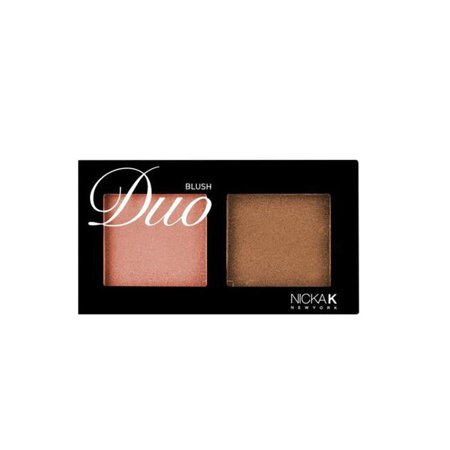 Nicka K duo blush palette with two shades of pink and bronze makeup blush