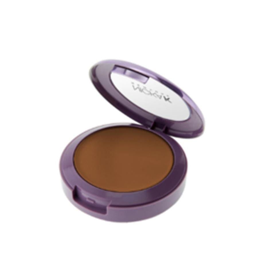 NICKA K makeup mineral cream to powder foundation in compact purple case with brown shade