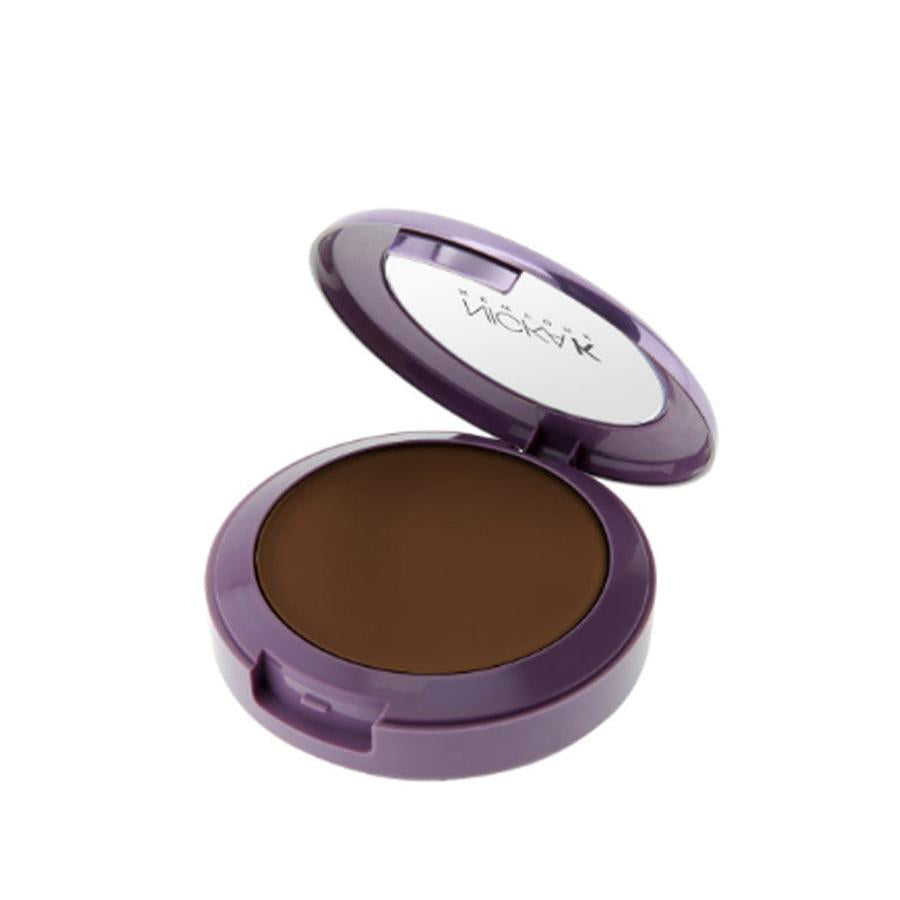 NICKA K mineral cream to powder foundation in a compact with dark brown shade and purple case