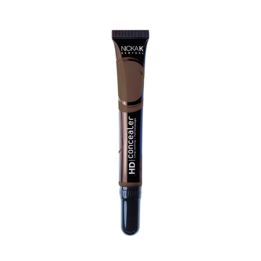 NICKA K makeup HD concealer for dark circles in a slim brown tube with black cap