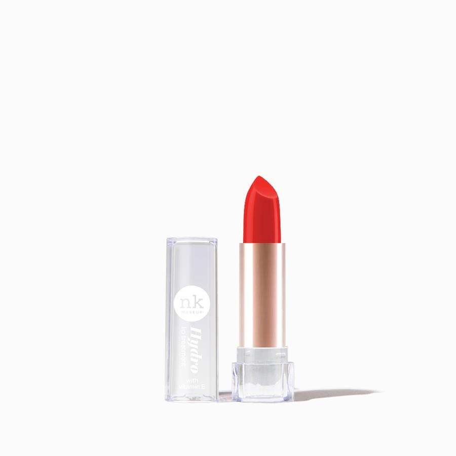 NICKA K red lipstick in clear case hydro lip treatment balm with moisturizing finish for smooth daily wear