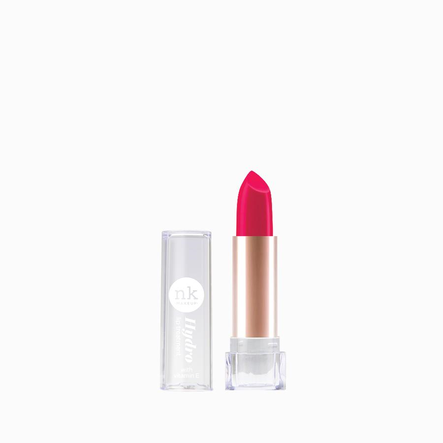 NICKA K hydro lip treatment balm bright pink tinted balm in clear cap and rose gold tube