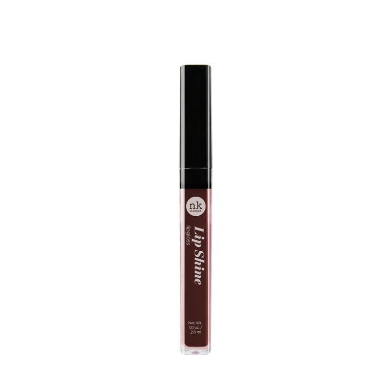 NICKA K hydrating lip shine gloss in dark berry shade with black cap