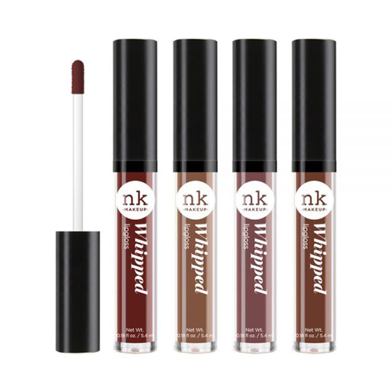 NICKA K whipped lip gloss for dark skin in multiple shades with applicator wand