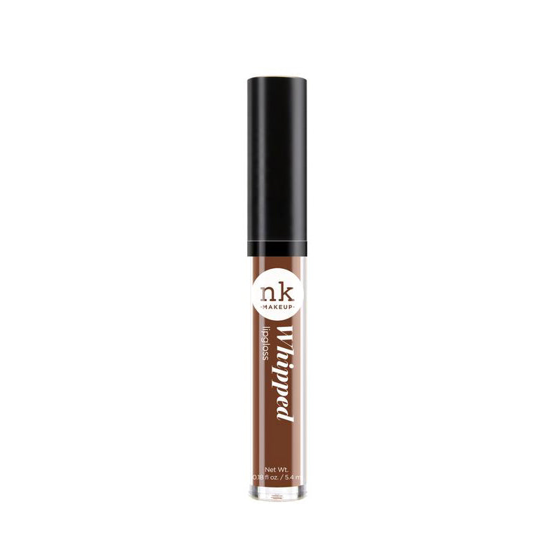 NICKA K whipped lip gloss for dark skin in a brown shade with black cap
