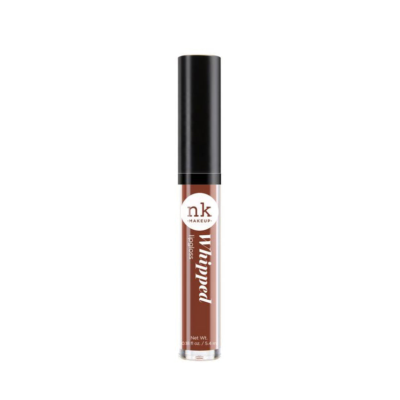 NICKA K whipped lip gloss for dark skin in a rich brown shade with black cap