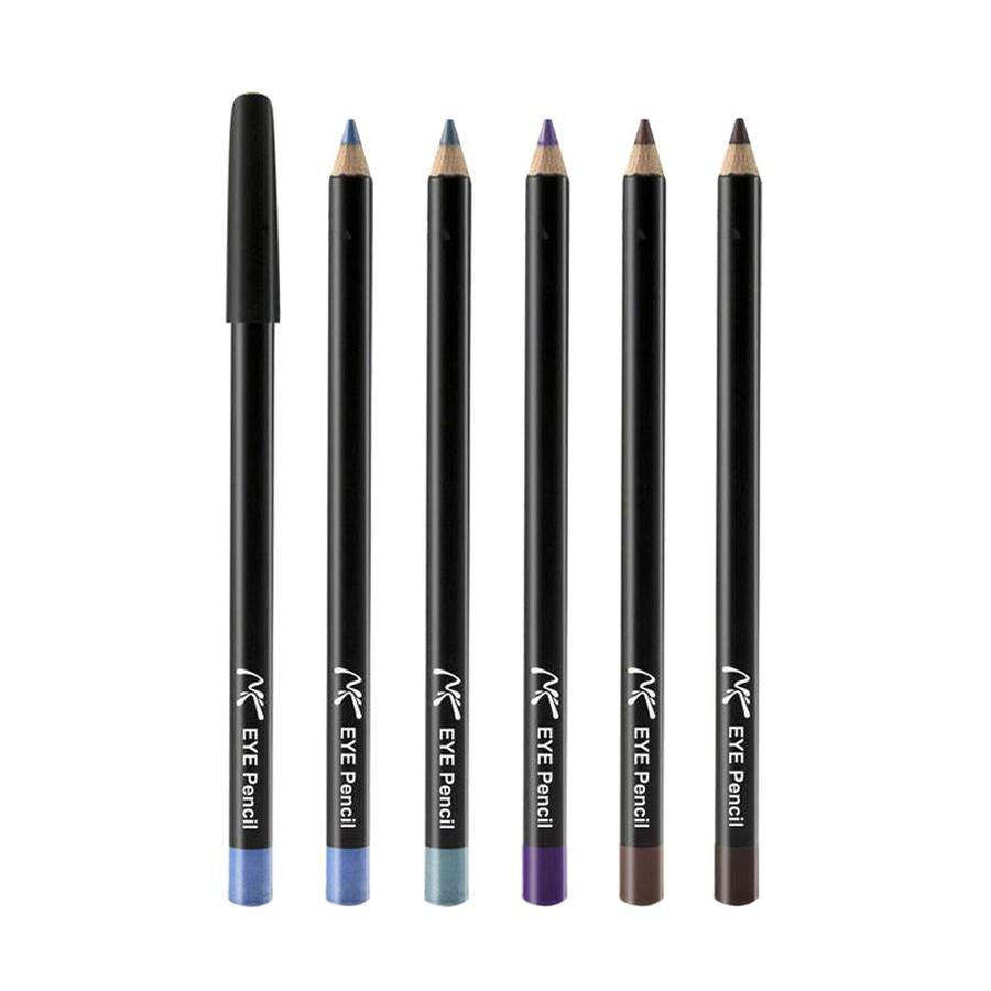 NICKA K smudge proof eye pencil set with six vibrant colors in black packaging