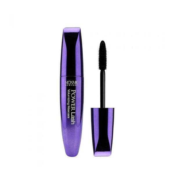 Nicka K Power Lash Mascara in purple tube with brush for voluminous lashes