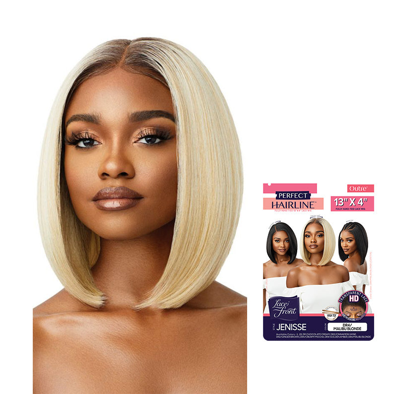 OUTRE 13x4 lace front wig straight bob honey blonde center part chin length sleek straight hairstyle