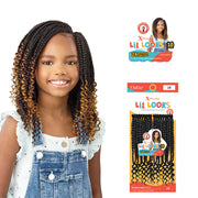 8 inch box braid hair for kids by OUTRE with curly ombre ends styled on a smiling child