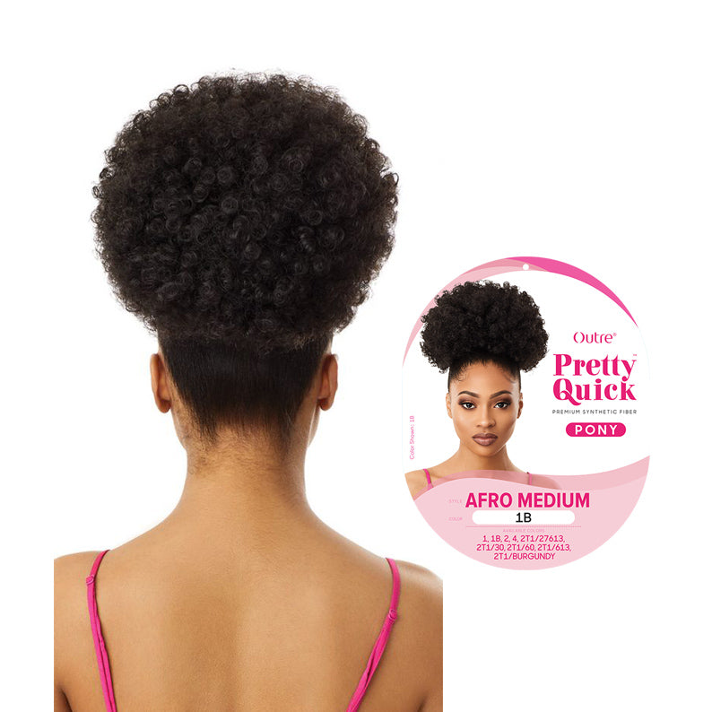 OUTRE Pretty Quick afro puff ponytail extension in afro medium 1B synthetic hair for stylish updos