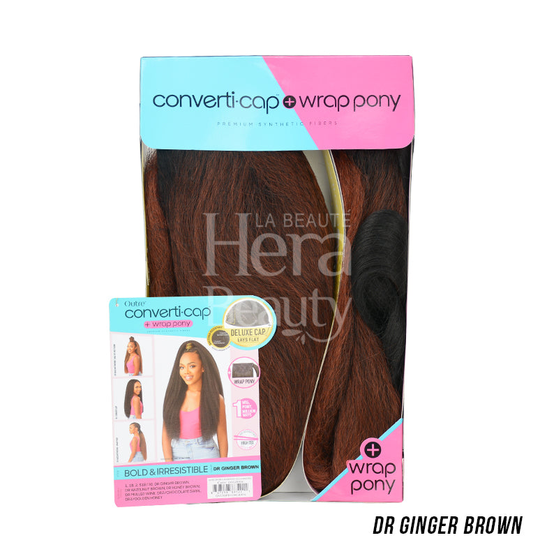 OUTRE converti cap wrap pony half wig in dr ginger brown long straight wrap pony piece for ponytail styling