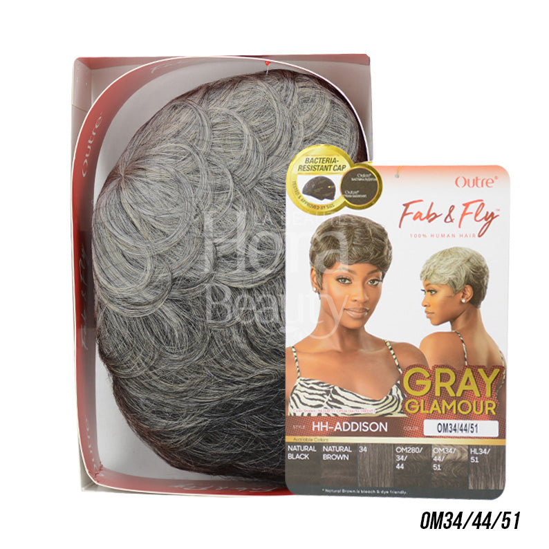 OUTRE Fab and Fly Gray Glamour HH Addison short pixie gray human hair wig in retail box